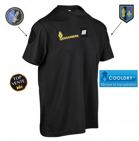 TEE SHIRT GENDARMERIE MOBILE COOLDRY - OPEX - NOIR/JAUNE